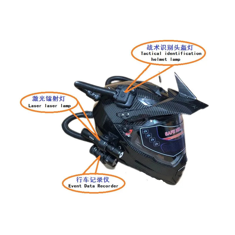 Motorcycle Helmet, Off-Road Helmet Tactics, Bluetooth Headset Driving Recorder, Laser DOT