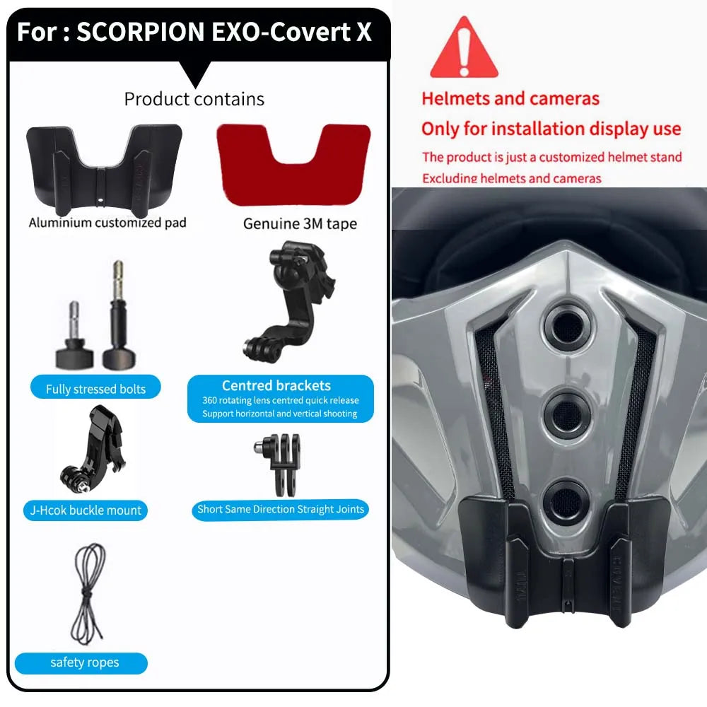 TUYU SCORPION EXO-Covert X Helmet Custom Aluminium Chin Mount for GoPro Hero12 11 10 9 8 Insta360 X4 X3 X2 One Rs DJI 3 4 Camera