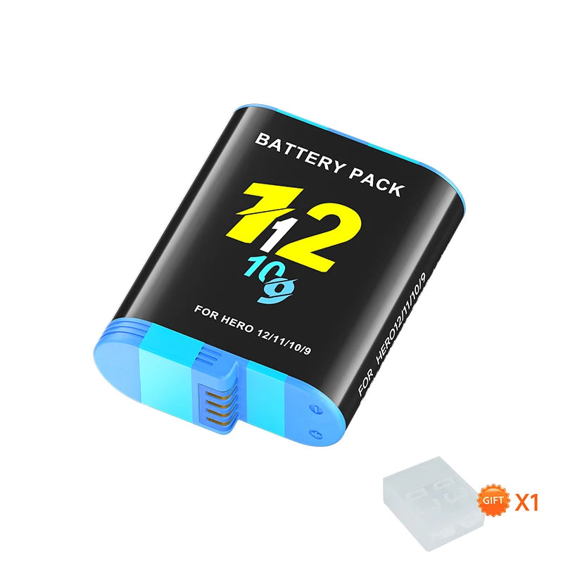 2000mAh for GoPro Hero 12 11 10 9 Battery  + 3-Slot LCD USB Fast Charger for Go Pro 10 9 Black Camera Bateria for Go Pro 12 10 9