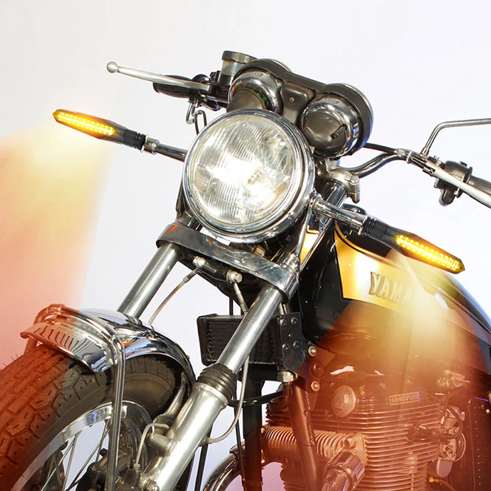 2PCS 12V Motorcycle LED Turn Signals Light 12LED Tail Flasher Flowing Water Blinker IP68 Motorcycle Flashing Lights
