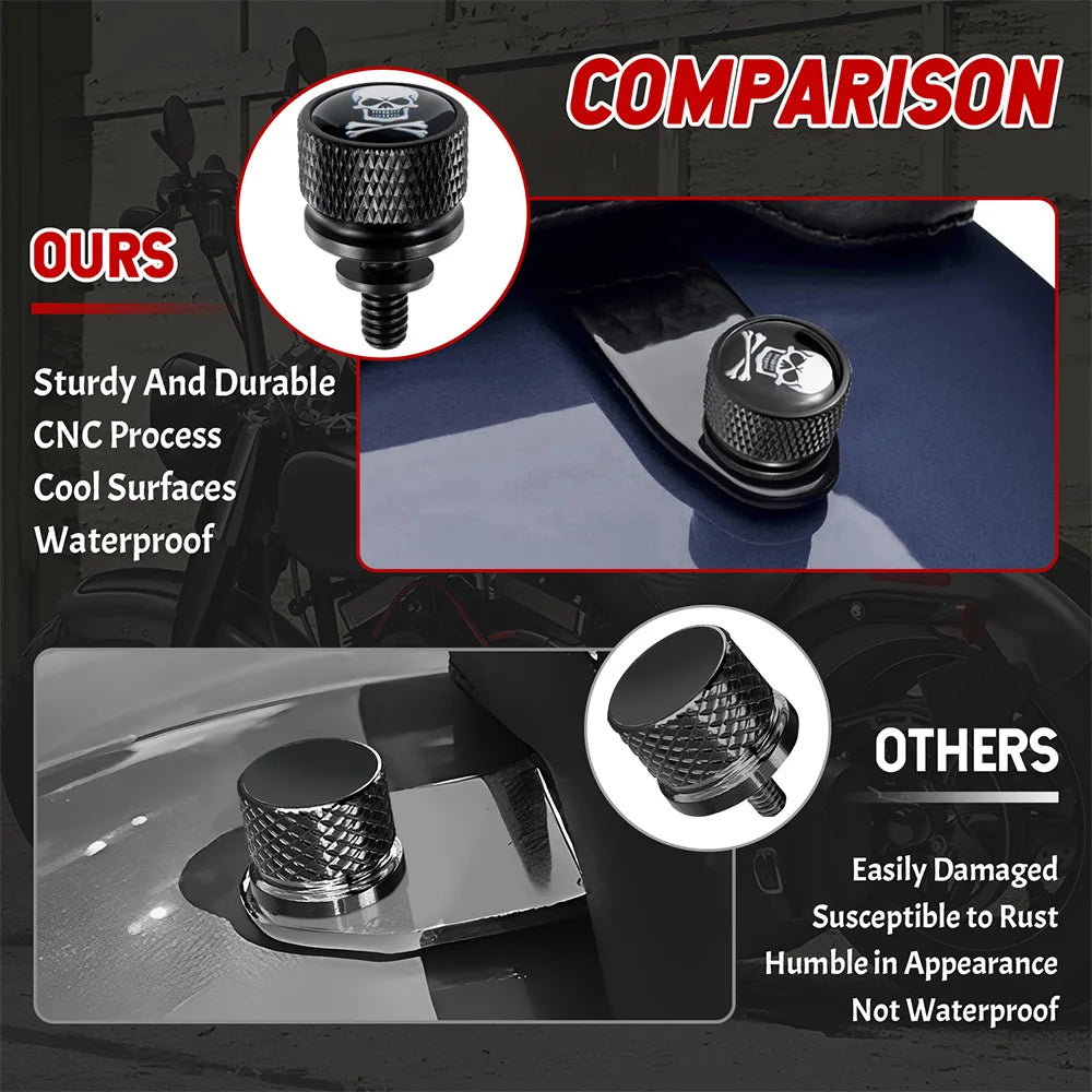 Black Motorcycle Rear Seat Bolt Fender Bolt Screw 1/4"-20 Thread For Harley Sportster Dyna Softail Street Glide 1996-2015