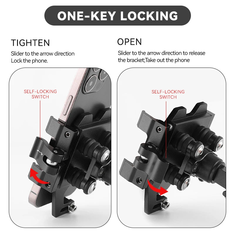 Quick Mount Secure Lock Bicycle Handlebar Phone Mount Metal Motorcycle Scooter MTB Bike Handlebar Phone Holder GPS Brackets