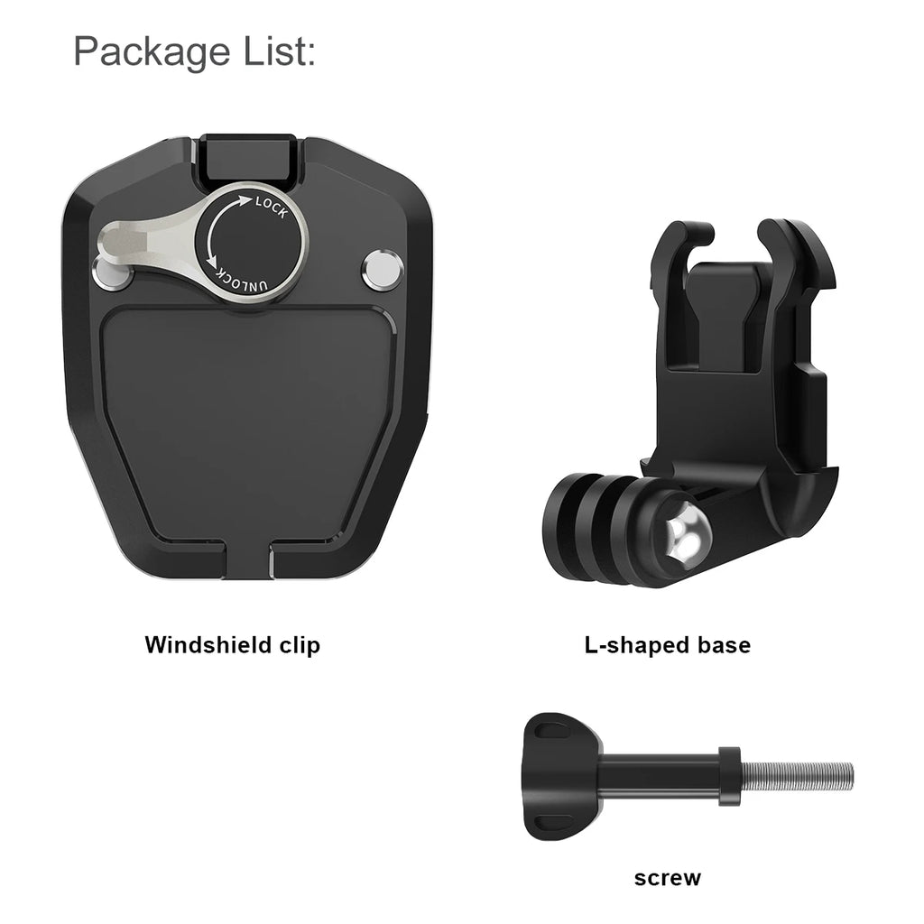 Aluminum Alloy Motorcycle Windshield Clip Camera Mount for GoPro Hero 13 12 11 10 9 8 7,Insta360 X4 X3,DJI OSMO Action 5Pro/4/3