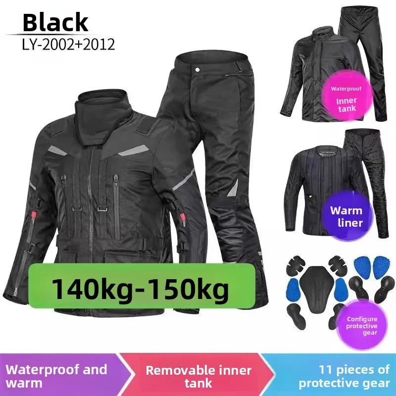 Large Size Cycling Suit, Rally Suit Four-season Warm Motorcycle Drop-proof Winter Waterproof Large Locomotive Travel Suit