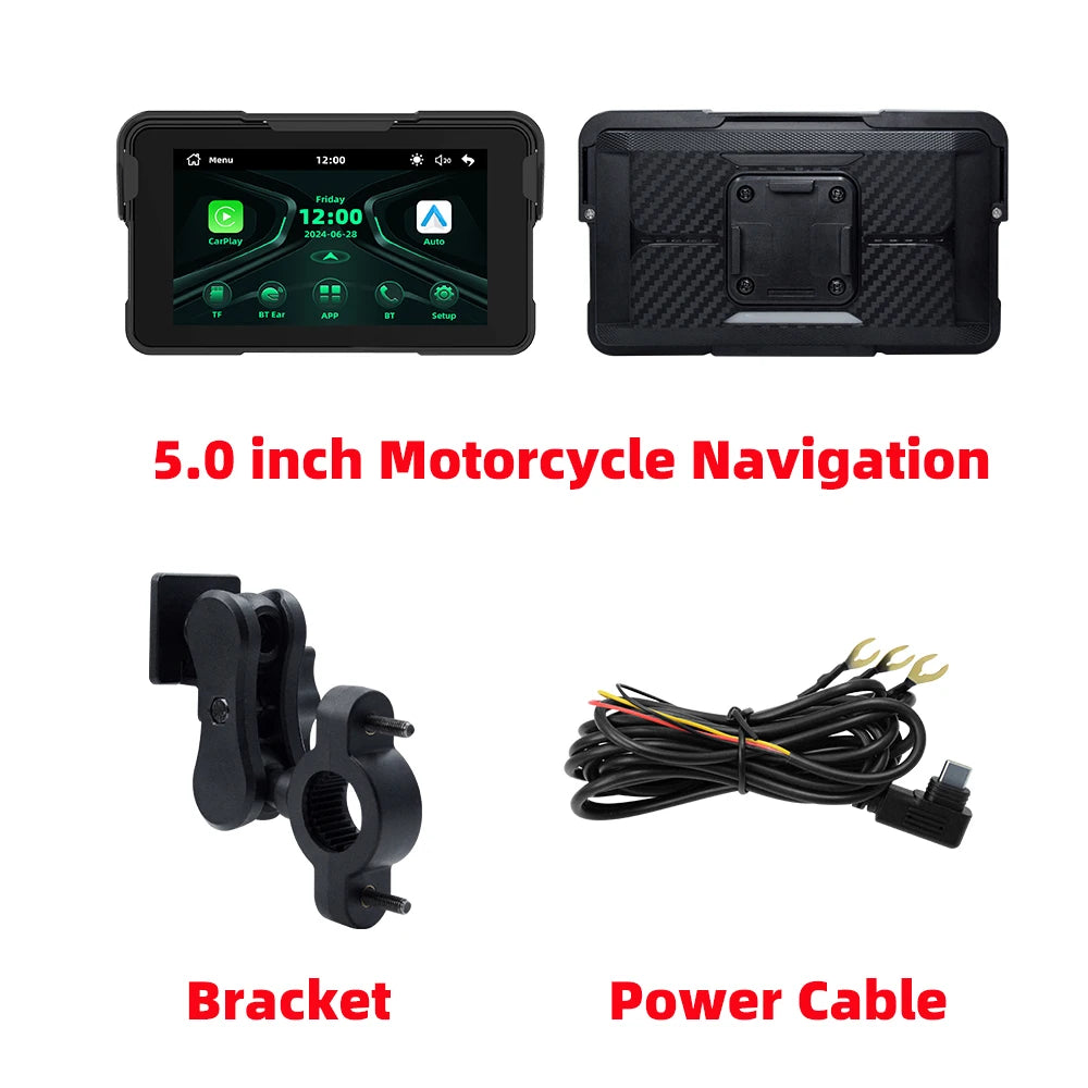 EKIY 5 inch Portable Digital Motorcycle Dashboard GPS Motorcycle Navigation Display Screen Wireless CarPlay Moto Android Auto