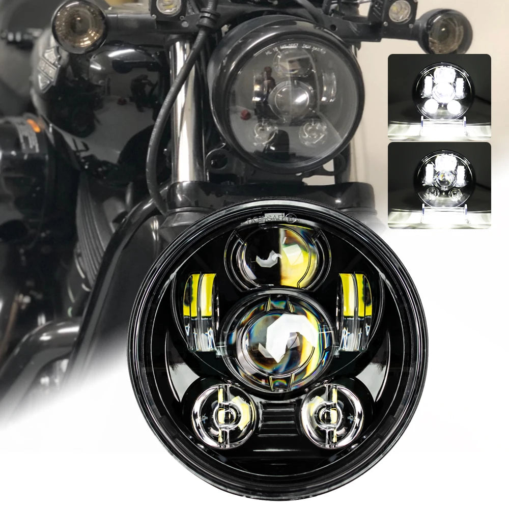 New Style 5.75 Inch LED Headlight 5 3/4" led DRL Waterproof Motorbike Headlights For Dyna Softail Sportster 883 XL883 FXCW