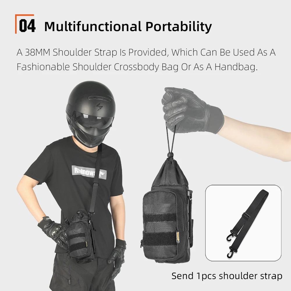 Rhinowalk Motorcycle Bottle Bag Motor Insulated Kettle Bag Quick Release Water Cup Holder With MOLLE System On Motorbike Bag