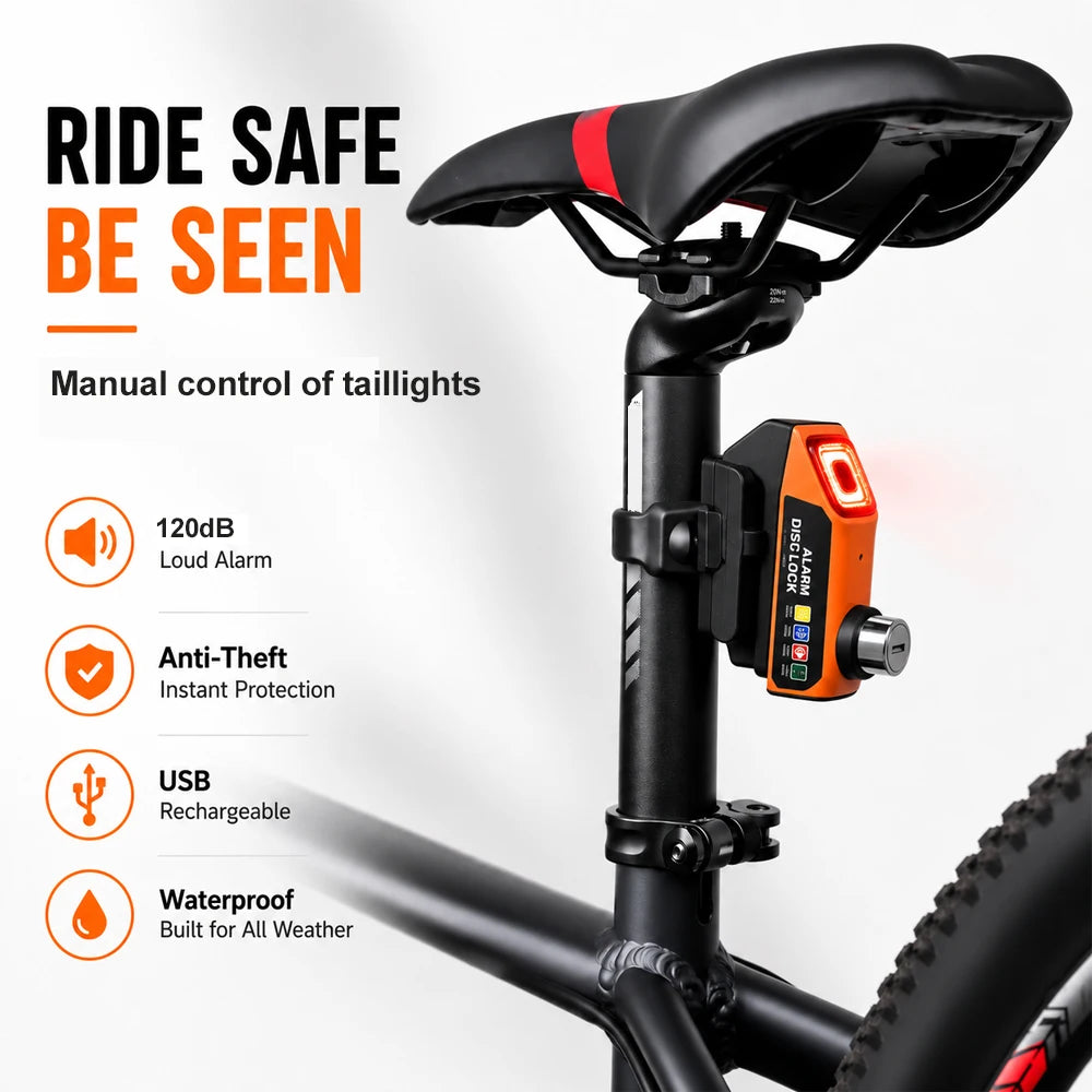 Motorcycle Alarm Disc Brake Lock 120dB Loud Anti Theft Alarma Security Moto Wheel Disk Padlock Waterproof Motorcycle Disc Lock
