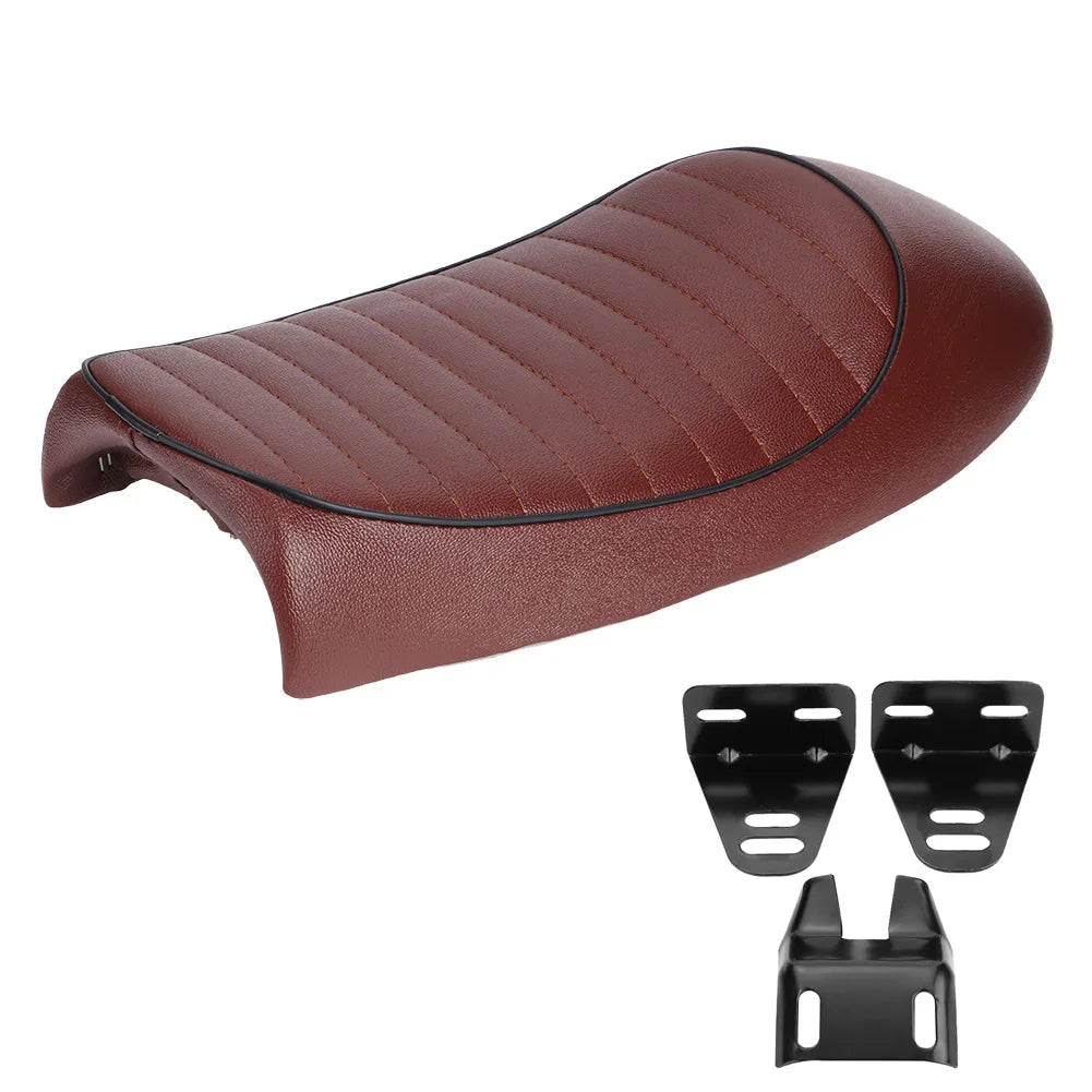 Motorcycle PU Leather Vintage Cafe Racer Refit Seat Flat Saddle Cushion For CG125 GN CG CB400SS