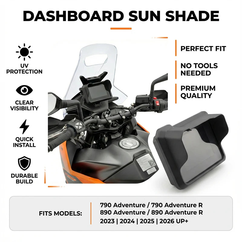 FOR 390 790 890 Adventure R 790 Adventure 2023-2026 Sun Visor Cover Instrument Screen Sunshade Guard Protection Dashboard