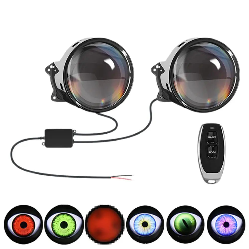 LED Dynamic Devil Eyes Style Car Lights 1.5W Lens Headlight Auto Decoration For Motorcycle/Car/SUV/Off-Road Eye Light Accessorie