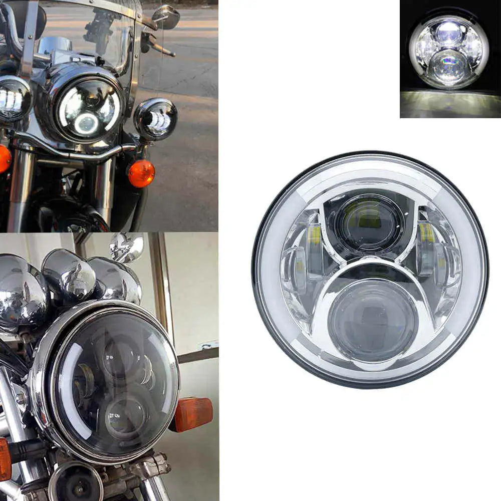 7 Inch Led Auto Headlight Motorcycle LED Headlight DRL Angel Eyes for Harley Honda Yamaha Jeep Lada Niva Urban Car H4 Headlamp