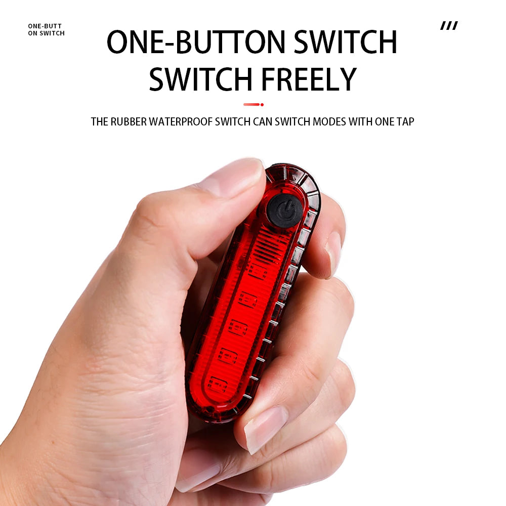 Bright Bike Cycling Safety Rear Flashlight USB Rechargeable LED Bicycle Tail Light 5 Modes Durable for Road MTB Night Riding