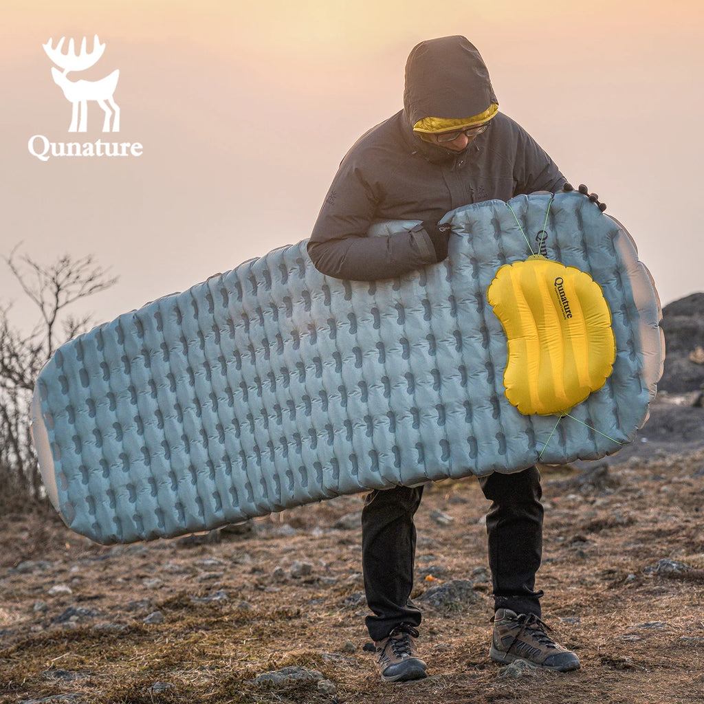 Qunature 3Pcs/set Outdoor Camping Inflatable Mattress Sleeping Bed Hiking Picnic Beach Mats Pillow Inflatable Pump  Air Cushion
