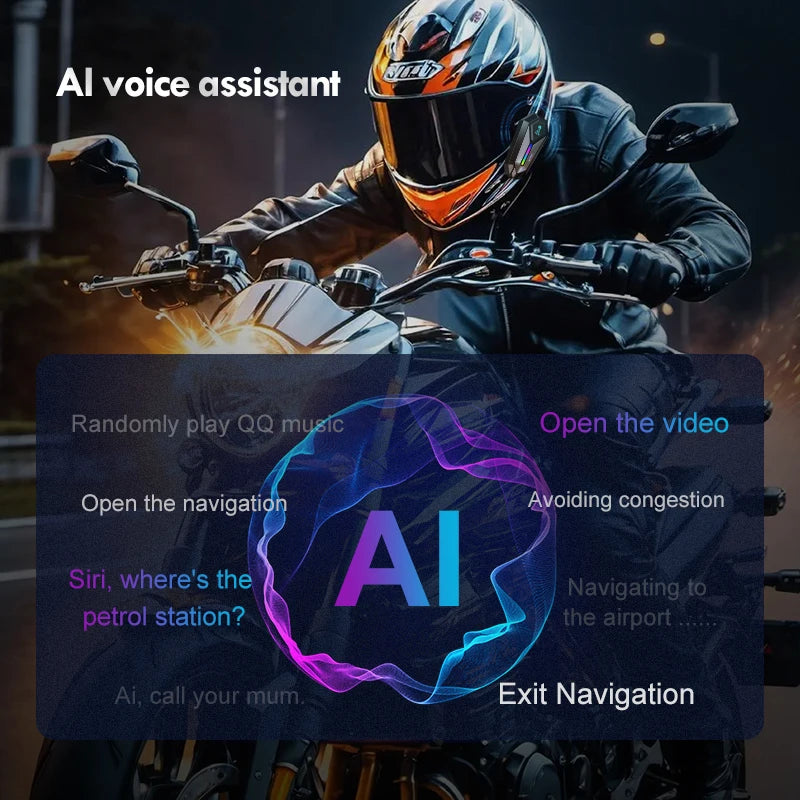 Luvin G8 Motorcycle Intercom Helmet Headset Bluetooth Headphones Waterproof Music Player Speaker 300M freedconn for Motorcycle