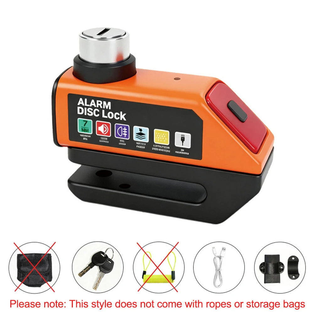 Motorcycle Alarm Disc Brake Lock 120dB Loud Anti Theft Alarma Security Moto Wheel Disk Padlock Waterproof Motorcycle Disc Lock