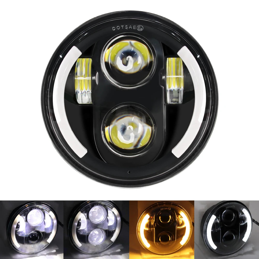 New Style 5.75 Inch LED Headlight 5 3/4" led DRL Waterproof Motorbike Headlights For Dyna Softail Sportster 883 XL883 FXCW