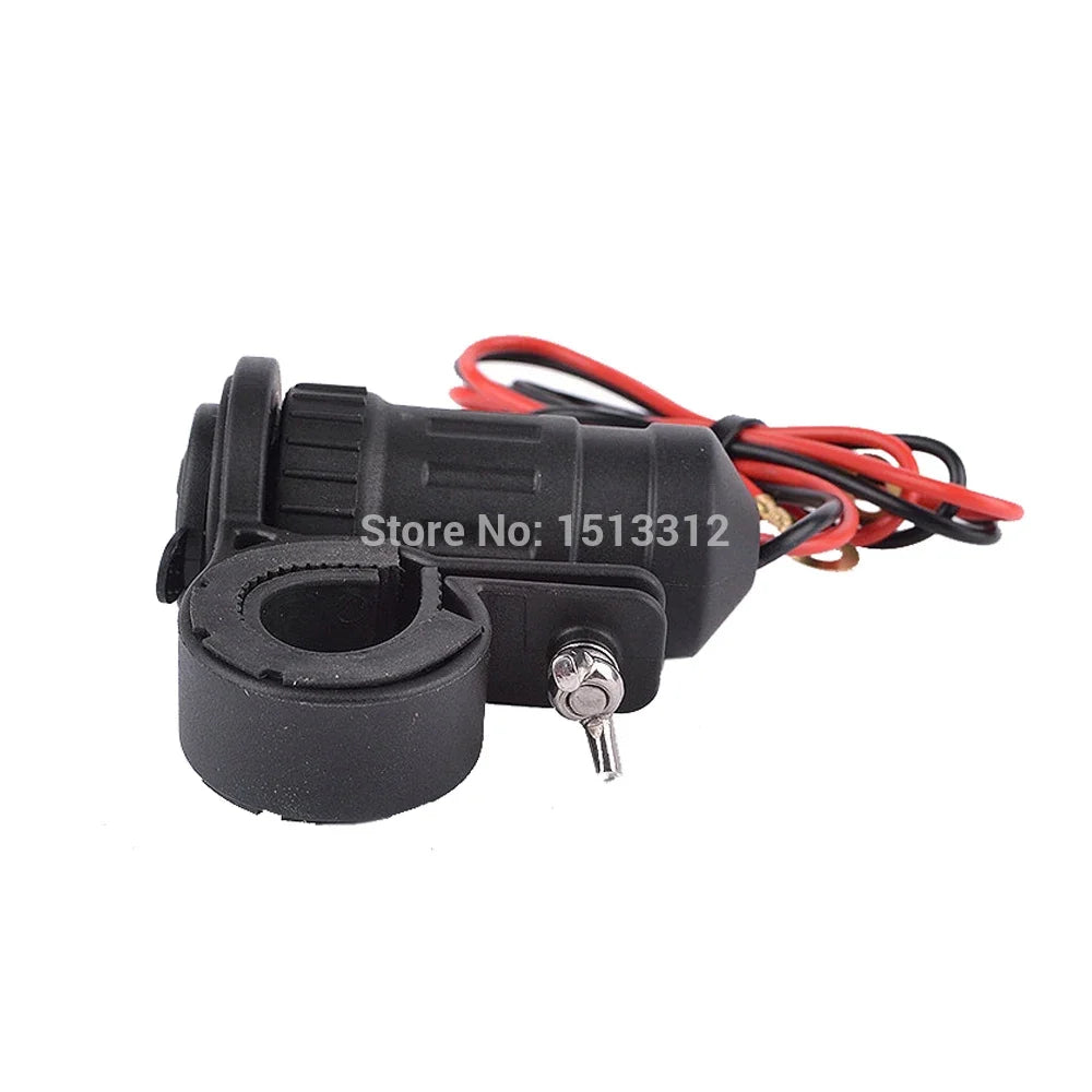 Universal Motorcycle Cigarette Socket 12/24V Waterproof Motorcycle Handlebar Mounted Cigarette Lighter Socket with 60cm Cable