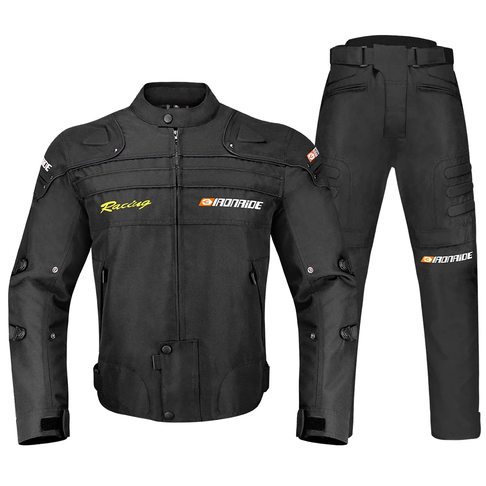 Men's Motorcycle Jacket Anti-Fall Wear-Resistant Motocross Riding Clothing Windproof Motorbike Jacket With 5pcs Protector