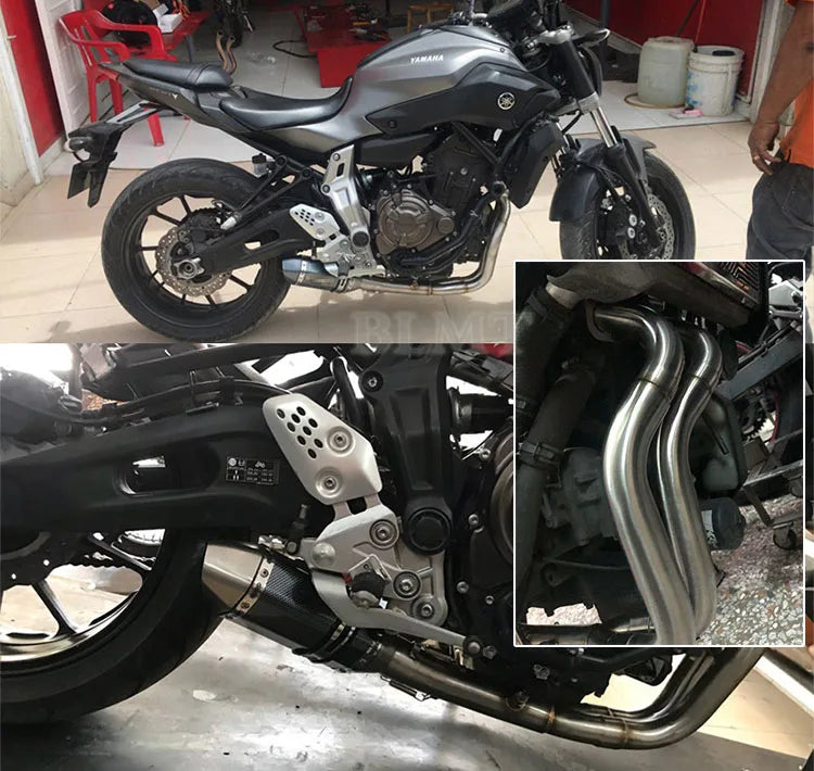 Motorcycle Exhaust Full System Front Pipe Modified 51mm Muffler Slip on For Yamaha MT07 MT-07 FZ07 2014 - 2023 R7 2021 - 2023