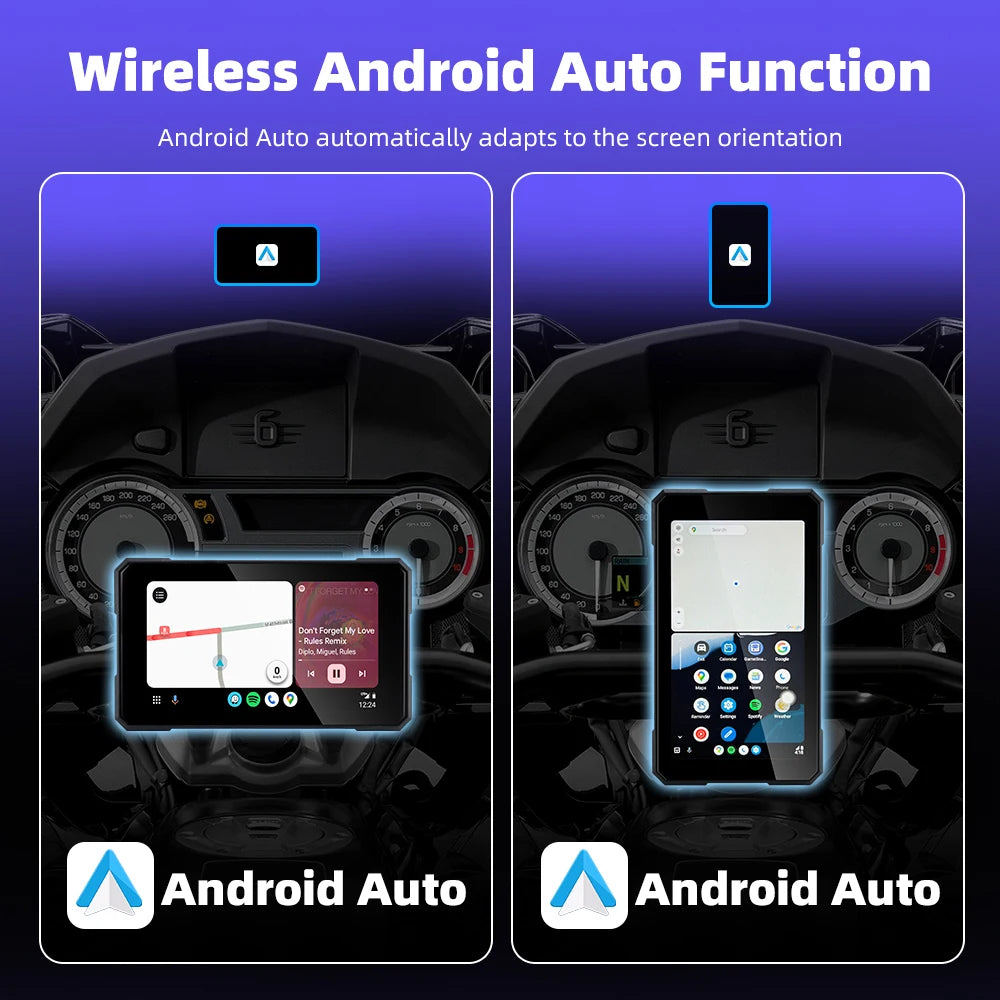 EKIY 5 Inch Motorcycle Carplay GPS WiFi MOTO Navigation Wireless CarPlay Wireless Android Auto Motor Rotating Screen