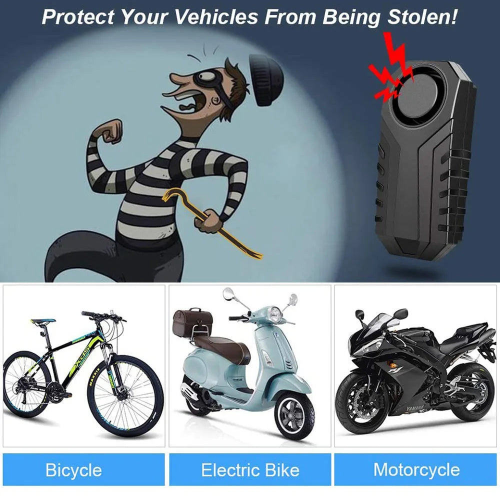 Wireless Motorcycle Bike Vibration Alarm IP55 Waterproof Bicycle Alarm Remote Control Anti-theft Motobike Detector Alarm System