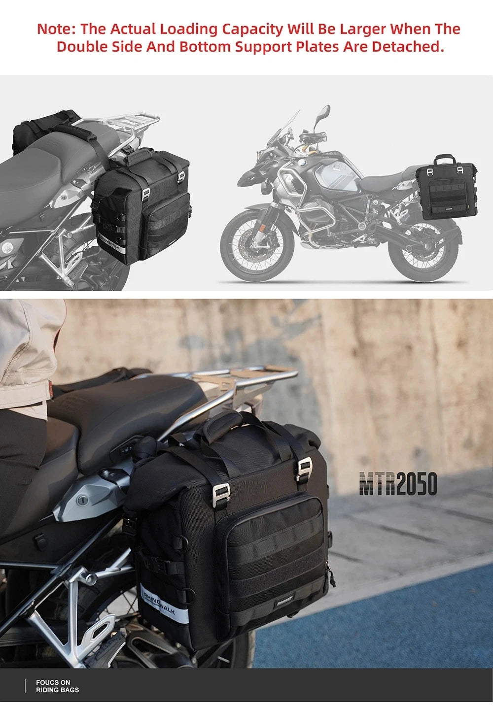 Rhinowalk Motorcycle Saddle Bag Expandable 25-32L Quick Release 3D Cube Motorbike Side Pannier Bag Waterproof Motor Storage Pack