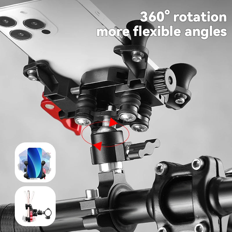 Motorcycle Bicycle Handlebar Cell Phone Holder Quick Mount Universal E-Bike Scooter Phone Mount for 4.7-7'' Mobile Devices