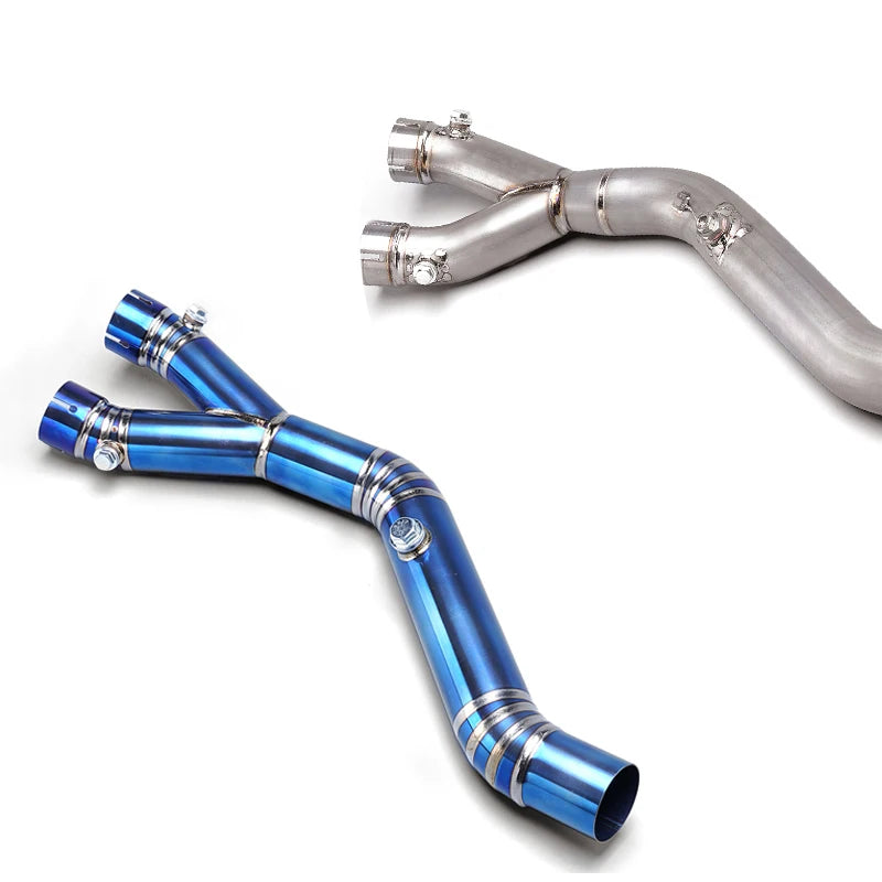 Slip On Motorcycle Exhaust Racing Line Titanium Alloy Middle Pipe Connect Interface For YZF R1 R1M MT10 R1 2015-2024
