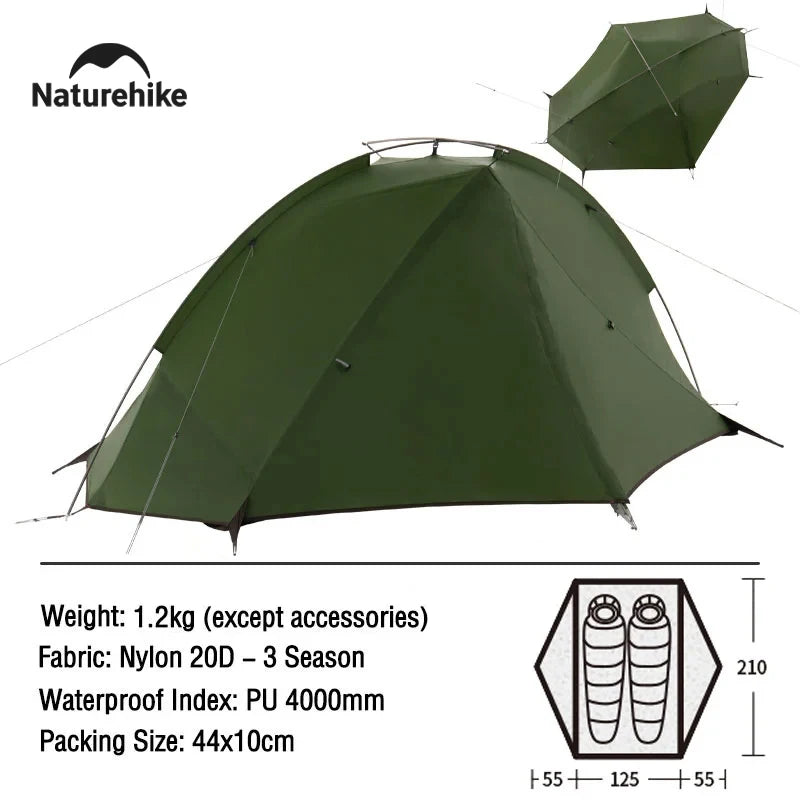 Naturehike Tagar Camping Tent Ultralight 4000mm Waterproof Canopy Tents 1-2 Person Quick Build Outdoor Backpack Cycling Tent