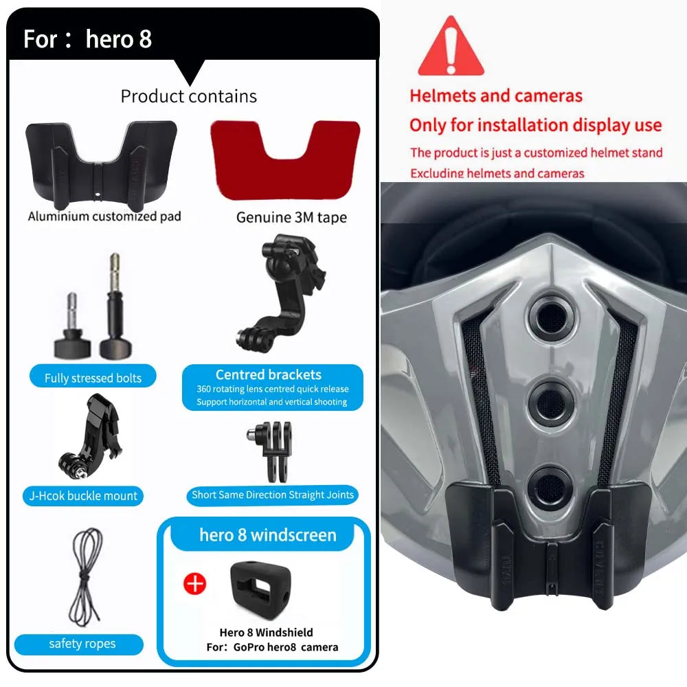 TUYU SCORPION EXO-Covert X Helmet Custom Aluminium Chin Mount for GoPro Hero12 11 10 9 8 Insta360 X4 X3 X2 One Rs DJI 3 4 Camera