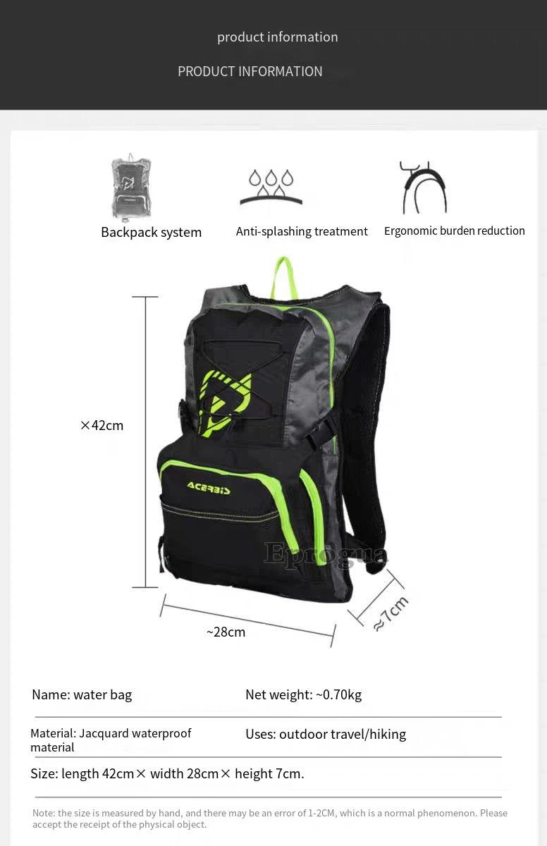 Acerbis Water Bag Backpack Motorcycle Motocross Dirt Bike MX MTB Off-road Ride Pair Shoulder Bags Cycling Storage Equipment