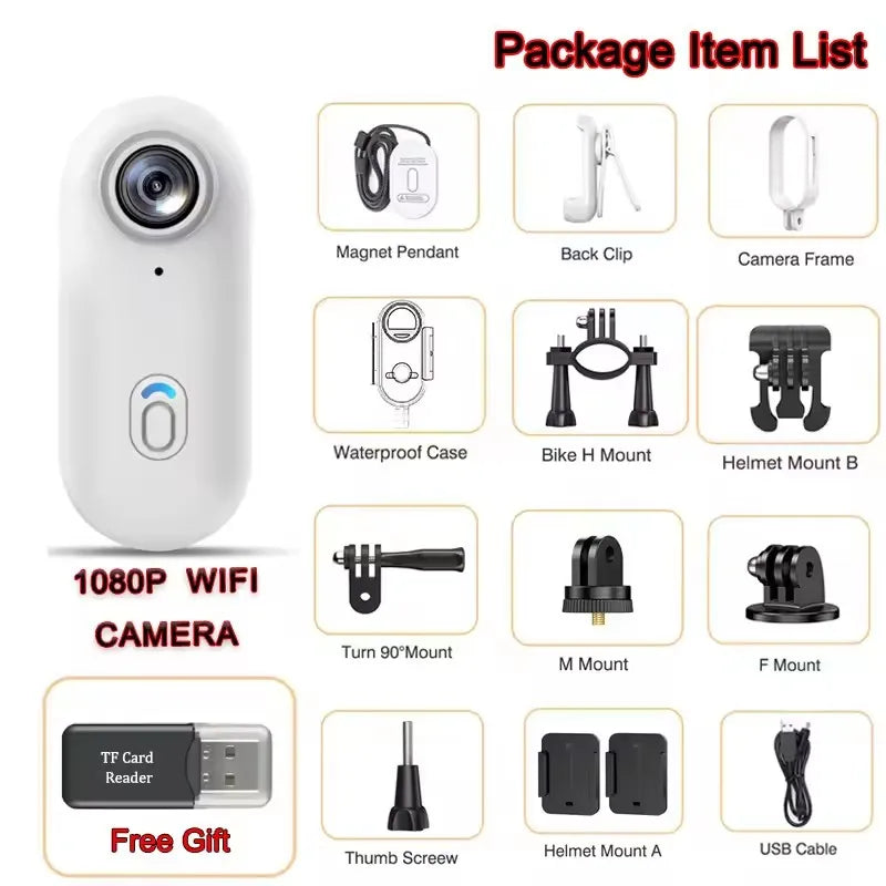 Sport Camera Mini Body Cam Helmet Handlebar Motorcycle Road Battery Body Cam Full HD 4K Wifi Sports Action Camera