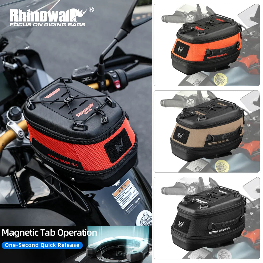 Rhinowalk Motorcycle Magnetic Tank Bag 6.5L Waterproof Dry Quick Release Bag for BMW KTM Honda Install Base Sold Separately