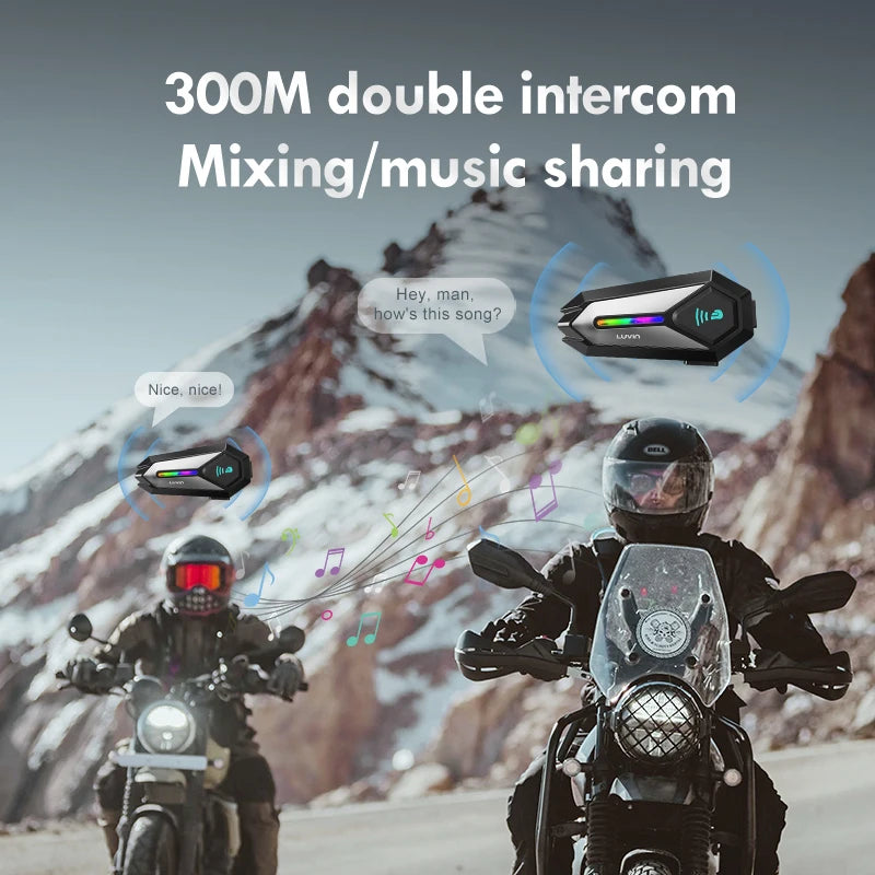 Luvin G8 Motorcycle Intercom Helmet Headset Bluetooth Headphones Waterproof Music Player Speaker 300M freedconn for Motorcycle