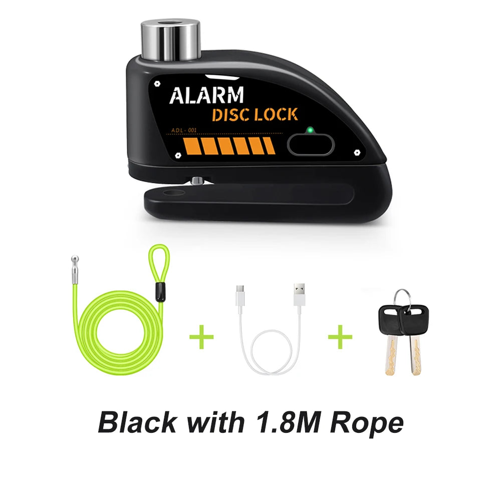 Anchtek Motorcycle Rechargeable Disc Lock Alarm 120db Bicycle Anti-theft Padlock Security Protection Bike Motorbike Accessories