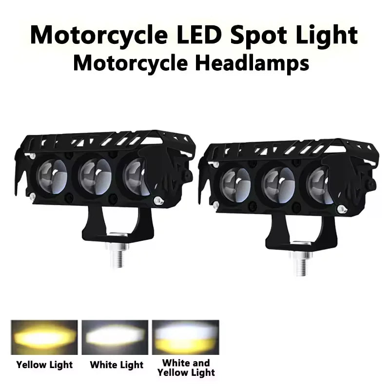 1/2PCS Motorcycle LED Spot Light Dual Color Hi/Low Beam Fog Lamps for Car Trucks SUV UTV 12V Mini Lens Headlight Driving Light