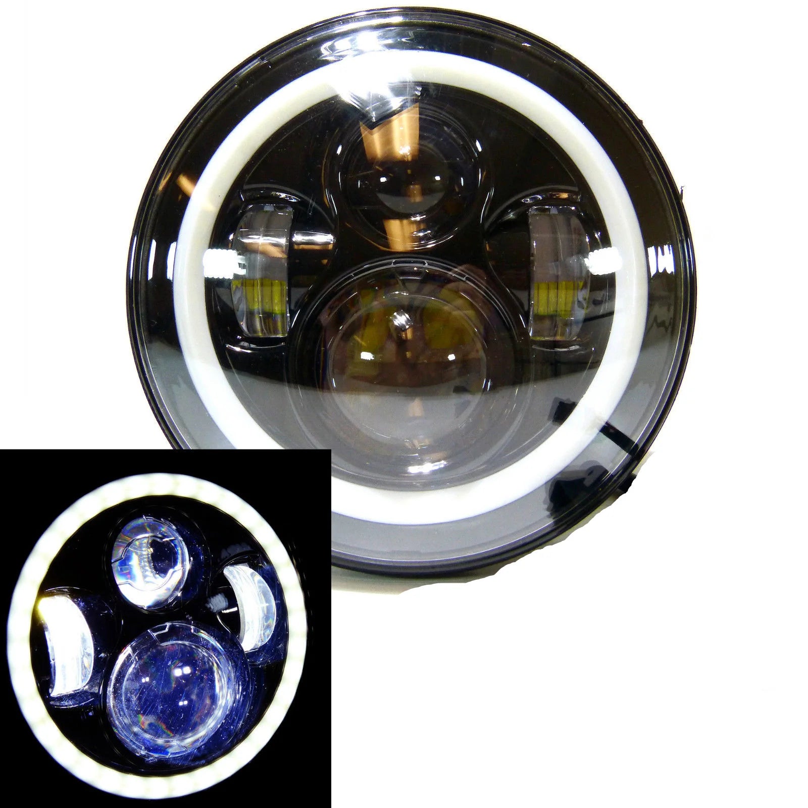 7 Inch Led Auto Headlight Motorcycle LED Headlight DRL Angel Eyes for Harley Honda Yamaha Jeep Lada Niva Urban Car H4 Headlamp