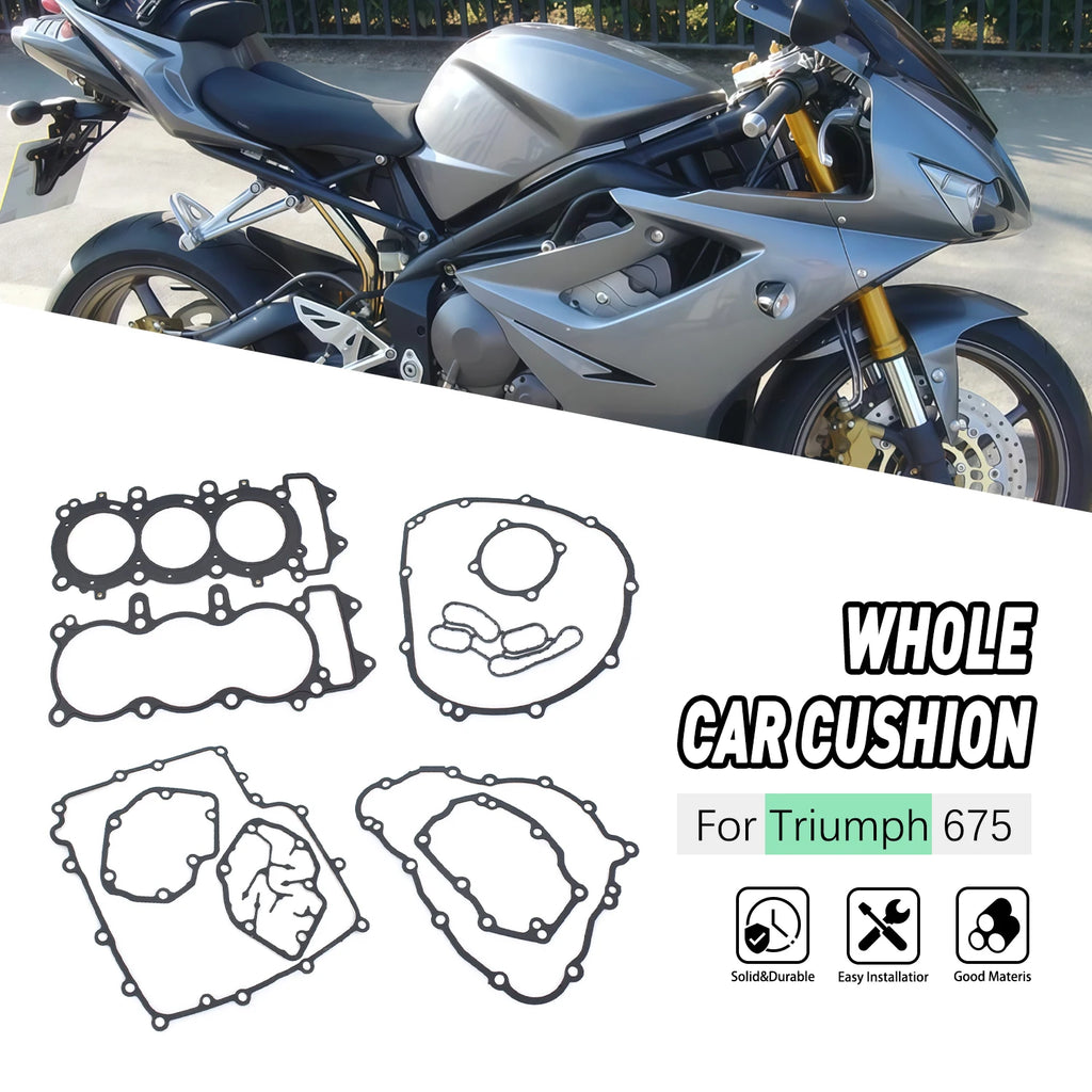 Motorcycle Engine Stator Case Clutch Cover Oil Pan Gasket Kits For Triumph 675