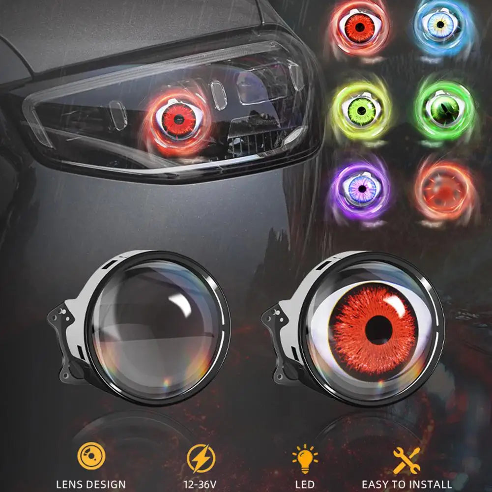 LED Dynamic Devil Eyes Style Car Lights 1.5W Lens Headlight Auto Decoration For Motorcycle/Car/SUV/Off-Road Eye Light Accessorie