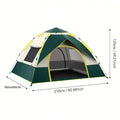 Automatic Instant Setup Camping Tent, 1-3/3-4 Person All-Season Tent With Dual Doors & Mesh Windows, Windproof Lightweight Green