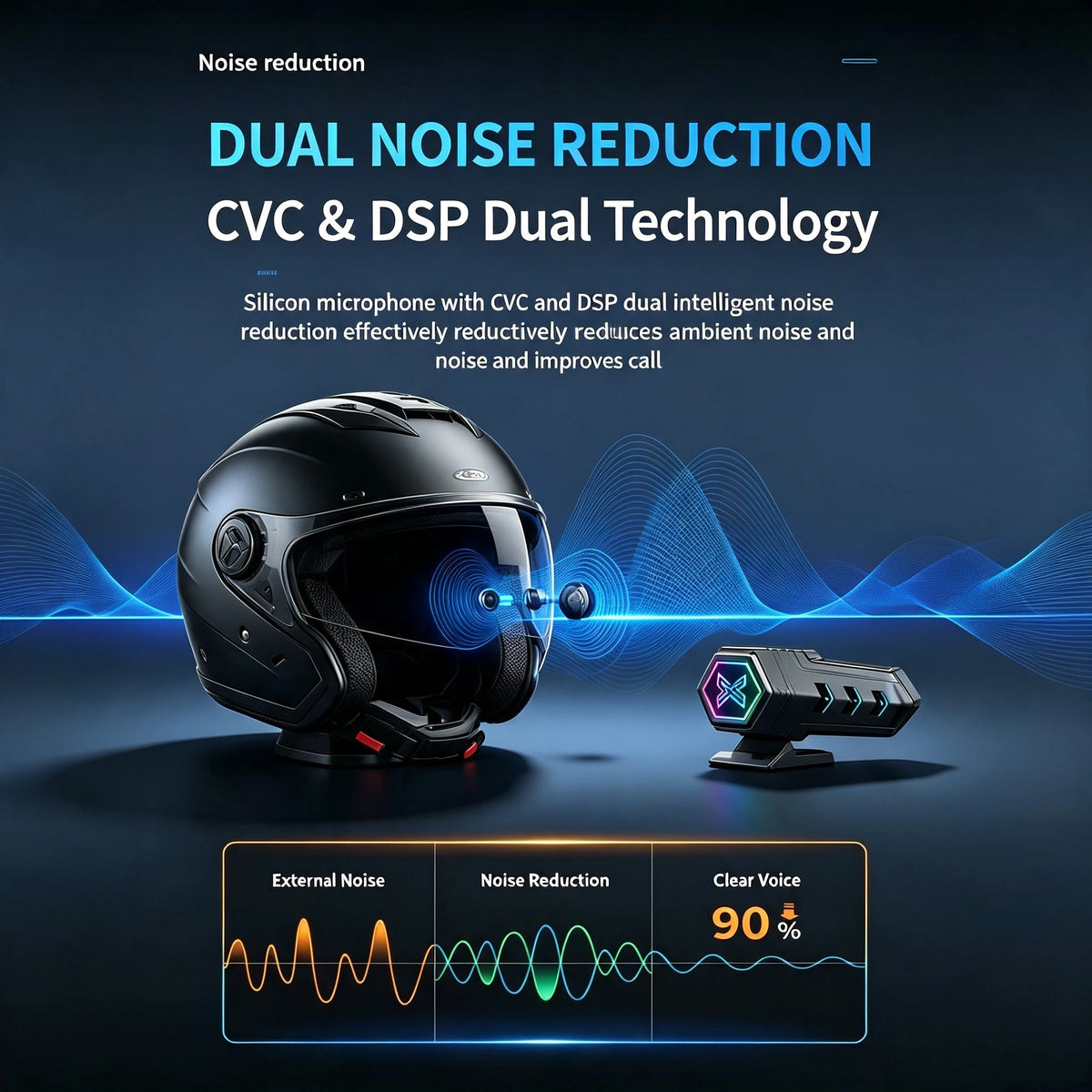 X20 Moto Helmet Bluetooth Headset, Bluetooth 5.3 Stereo Sound, RGB LED Light, IPX6 Waterproof Dustproof for Motorcycle Riding
