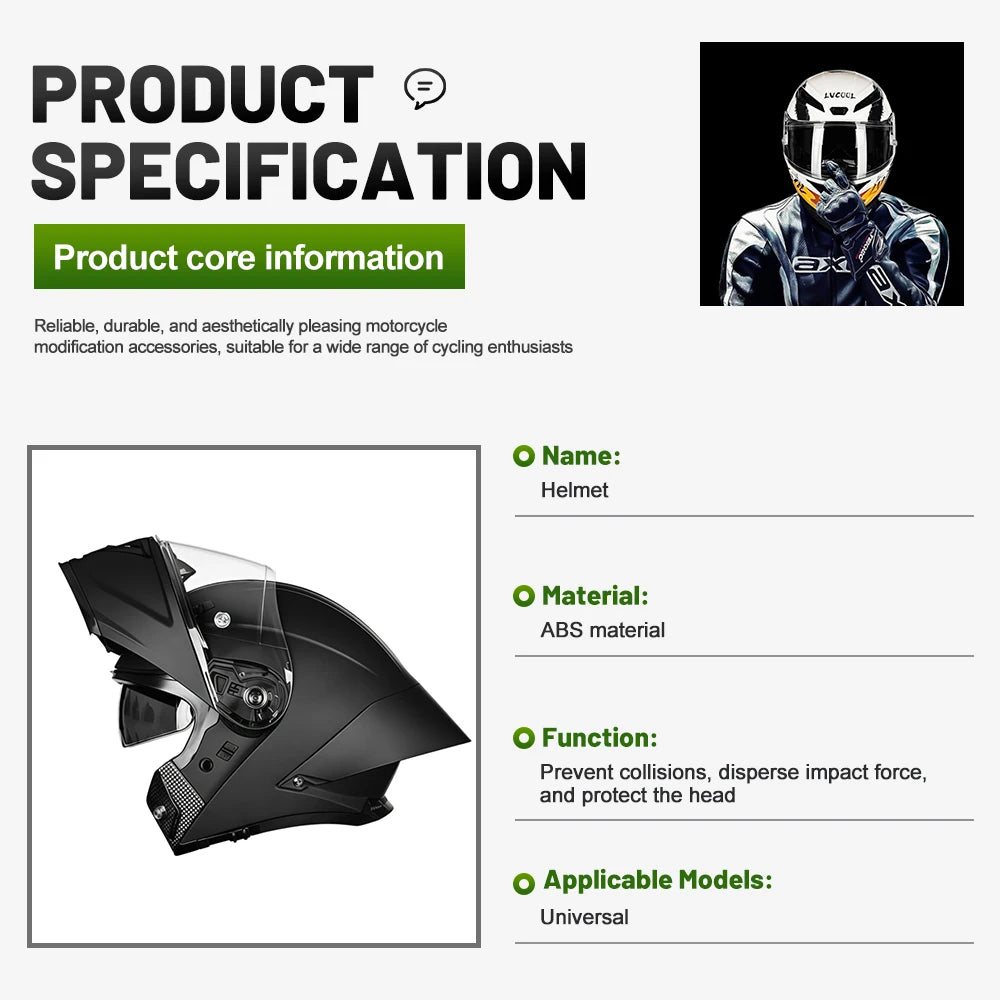 Motorcycle Full Face Helmet DOT Motocross Racing Four Seasons Anti-Fog Safety Casco for Men Women Adult Street Bike Riding