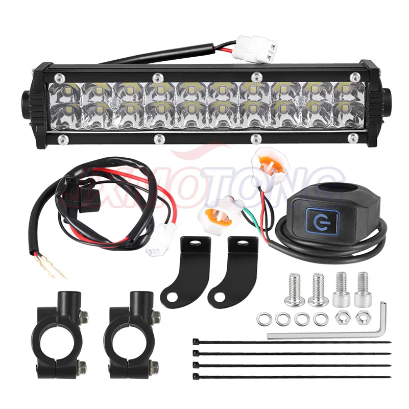 Motorcycle LED Light Bar Headlight Kit With Mounting Brackets and Switch For CRF250F CRF110 TTR110 YZF450 7/8" 22mm Handlebars