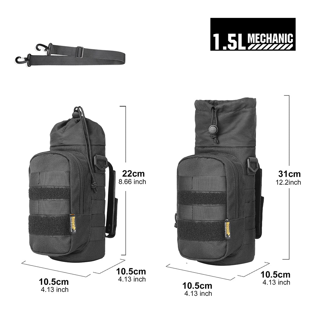 Rhinowalk Motorcycle Bottle Bag Motor Insulated Kettle Bag Quick Release Water Cup Holder With MOLLE System On Motorbike Bag