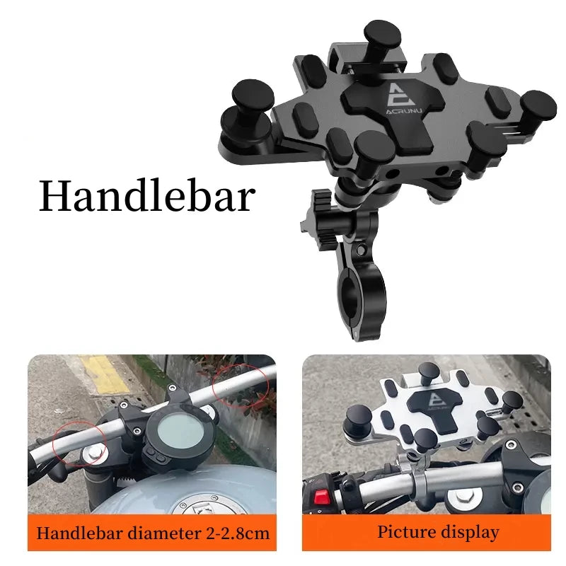 Motorcycle Phone Stand Aluminum Bike Mobile Phone Holder Cellphone Holder For Motorcycle Universal Phone Stand 540°Adjustable