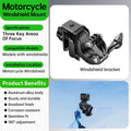 Kewig Motorcycle Windshield Camera Mount 6061 Aluminum Anti-Rust Anti-slip 180° Rotation for GoPro DJI Insta360 Action Camera