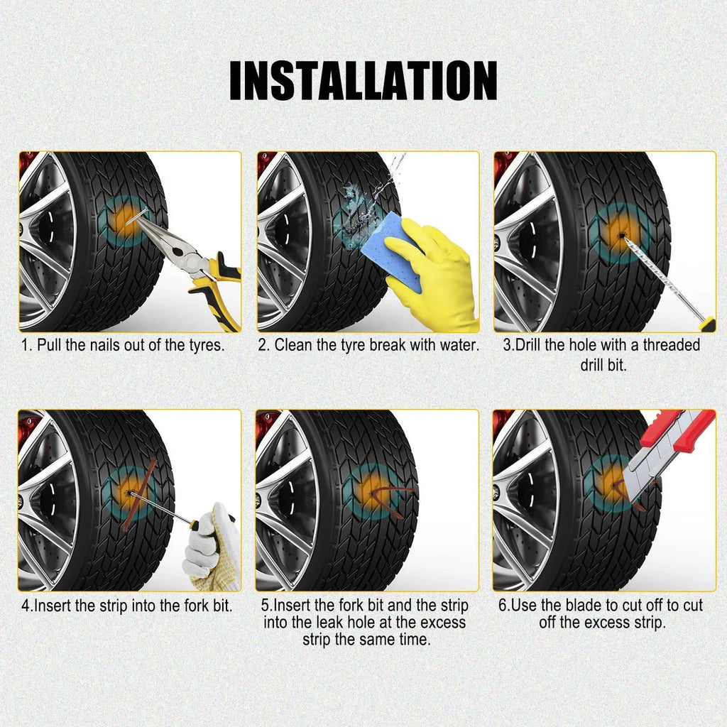 Motorcycle Tire Repair Kit Puncture Plug Tools Tyre Puncture Emergency for Car Tire Strips Stirring Glue Repair Tool Kit