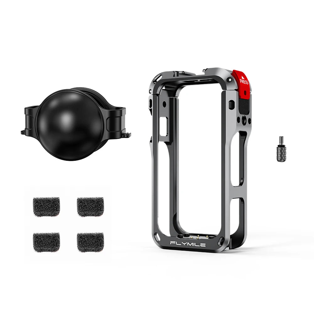 Flymile X6 Cage Metal Protective Case for Insta360 X6 Accessories Camera Aluminum Alloy Frame Cage with Silicone Lens Cover