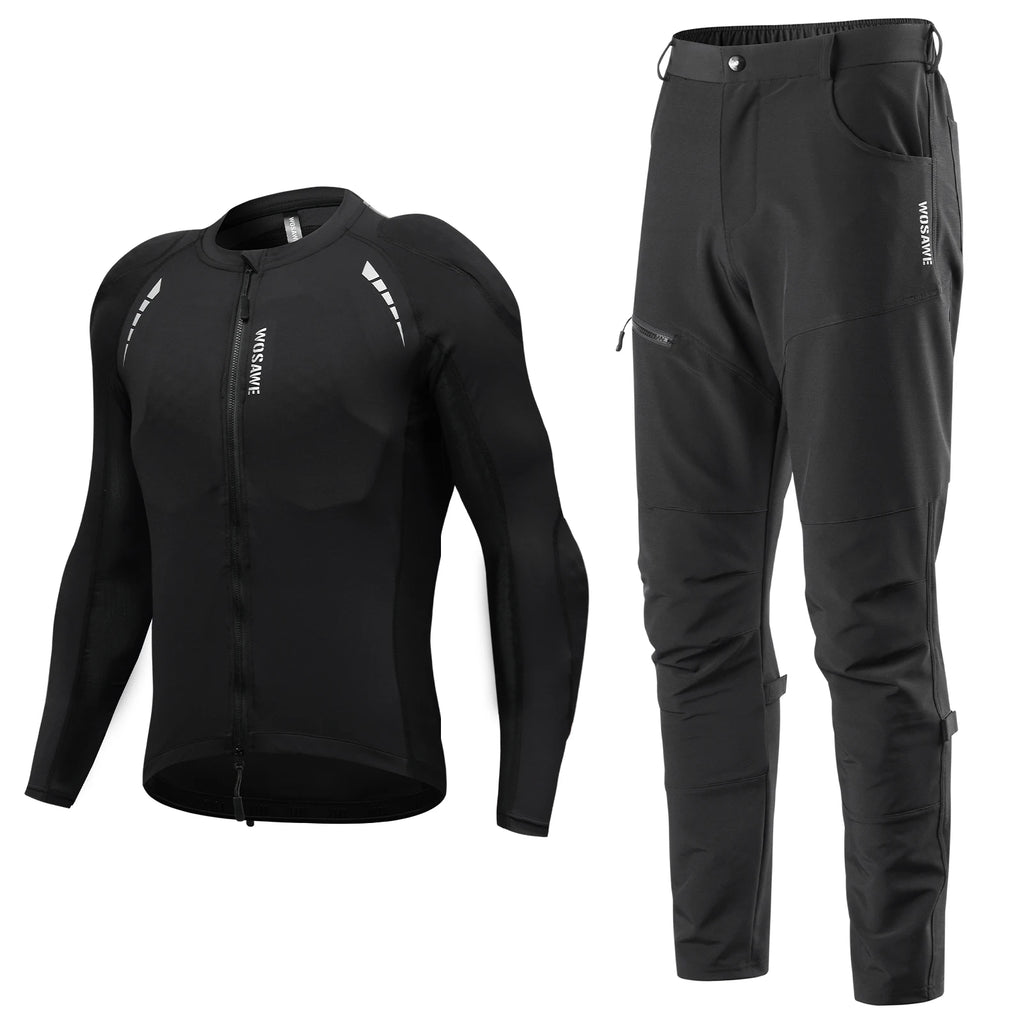 WOSAWE Men's Motorcycle Jacket Pant Set Summer Riding Breathable Jacket Elasticity Slim Fit Riding Jacket Quick Dry Clothing